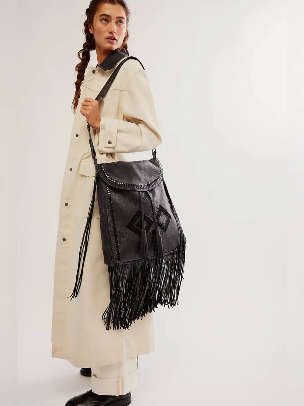 New Free People Nightshade Messenger Bag One Size